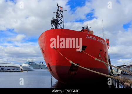 L'Aurora Australis est le gouvernement australien sur l'Antarctique et du réapprovisionnement navire qui opère à partir de la ville portuaire d'Hobart en Tasmanie Aus Banque D'Images