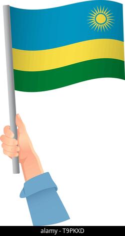 Le Rwanda drapeau dans la main. Contexte patriotique. Drapeau national du Rwanda vector illustration Illustration de Vecteur