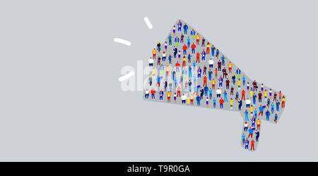 Foule de gens en forme mégaphone business people standing together social media concept communautaire l'horizontale Illustration de Vecteur