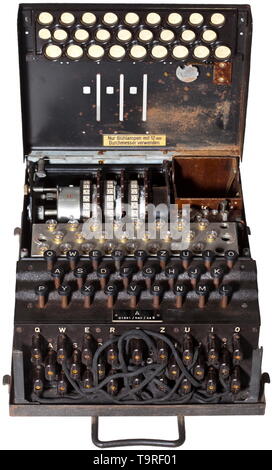 Un 'I' allemand Enigma machine de chiffrement, 1944, l'armée dans l'étui original appareil nombre 'UN', 01891 fabriqué par (bac) 'Ertel-Werk für Fei du 20e siècle, Editorial-Use-seulement Banque D'Images