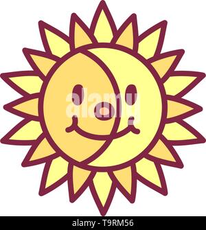 L'icône vecteur mignon heureux soleil jaune clip art Illustration de Vecteur