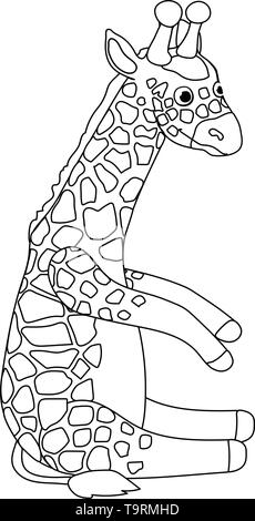 Ligne vector cartoon animal clip art girafe mignon assis Illustration de Vecteur