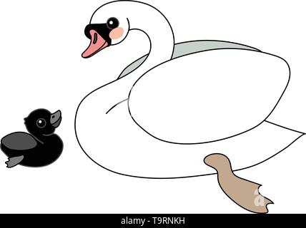 Scandi vector cartoon animal blanc cygne muet clip art Illustration de Vecteur