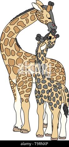 Scandi vector cartoon animal famille girafes clip art Illustration de Vecteur