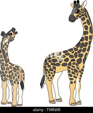 Scandi vector cartoon animal famille girafes clip art Illustration de Vecteur