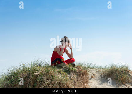 Femme athete psyching séance elle-même avant un concours. Banque D'Images