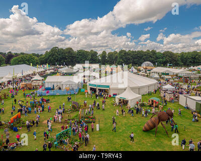 Vue aérienne de RHS Jardinage Tatton Park Show qui a lieu chaque année à Cheshire, Royaume-Uni. Banque D'Images