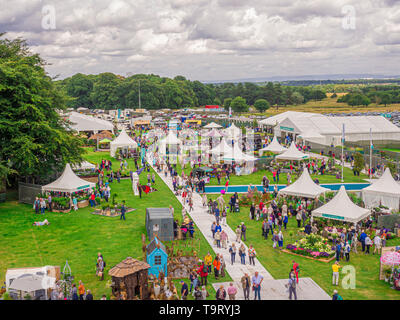 Vue aérienne de RHS Jardinage Tatton Park Show qui a lieu chaque année à Cheshire, Royaume-Uni. Banque D'Images