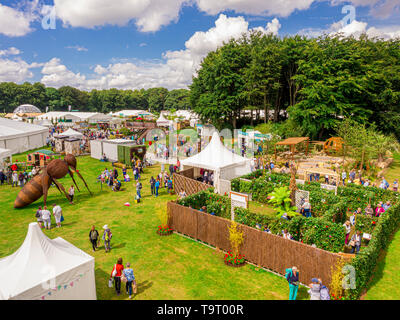 Vue aérienne de RHS Jardinage Tatton Park Show qui a lieu chaque année à Cheshire, Royaume-Uni. Banque D'Images