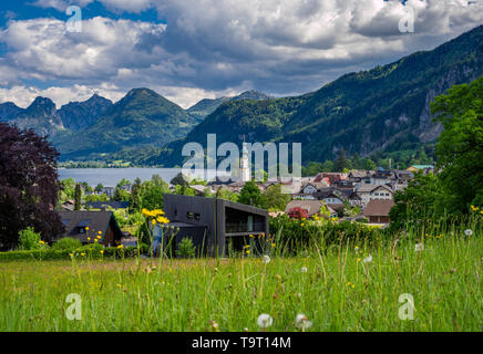 Saint Gilgen dans le lac de Wolfgang, chambre de sel, pays de Salzbourg, Autriche, Europe, St Gilgen am Wolfgangsee, Salzkammergut, Salzburger La Banque D'Images