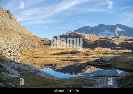 Colle del Nivolet col de montagne, Graian Alps, Parc National du Grand Paradis, entre la Vallée d'Aoste et Piémont, les régions du nord de l'Italie Banque D'Images