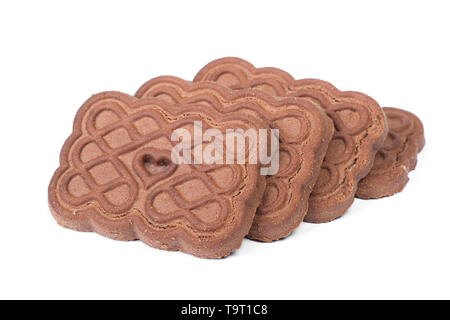 Groupe des cookies au chocolat rectangulaire isolé sur fond blanc Banque D'Images