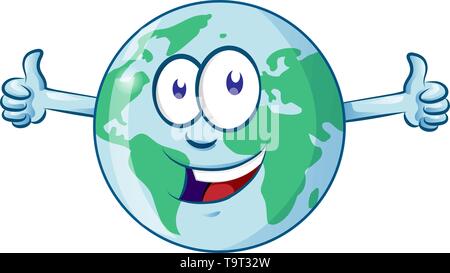 Personnage de la terre le jour de la terre mascot Thumbs up Illustration de Vecteur