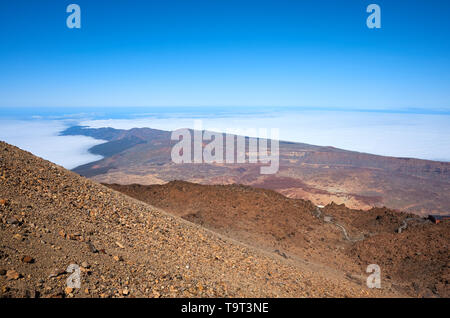 Vue depuis le mont Teide, le Parc National du Teide, Tenerife, Espagne. Banque D'Images