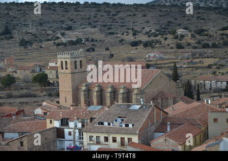 Le 27 décembre 2013. Mora de Rubielos. Teruel, Aragon, Espagne. Ancienne Collégiale de Santa María, temple gothique du 15ème siècle. L'histoire, les voyages, Natu Banque D'Images