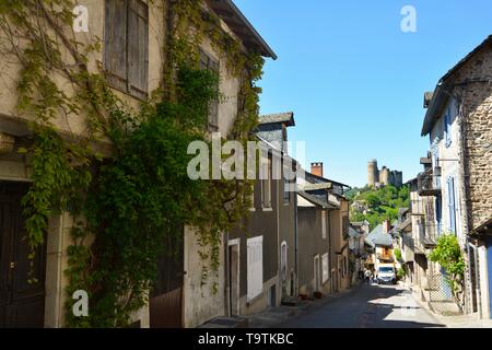 Les rues pittoresques de Najac, un des plus beaux villages de France. Banque D'Images