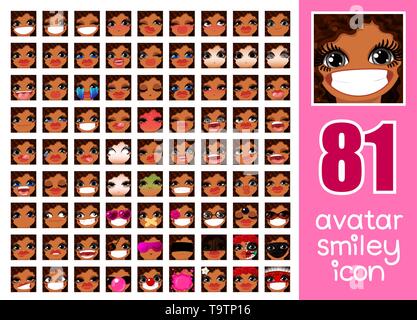 Vector SET-81 Médias sociaux avatars girl Illustration de Vecteur