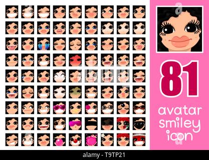 Vector SET-81 Médias sociaux avatars girl Illustration de Vecteur