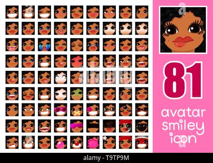 Vector SET-81 Médias sociaux avatars girl Illustration de Vecteur