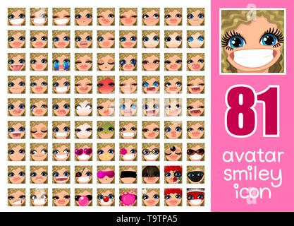 Vector SET-81 Médias sociaux avatars girl Illustration de Vecteur