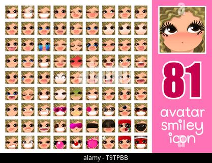 Vector SET-81 Médias sociaux avatars girl Illustration de Vecteur