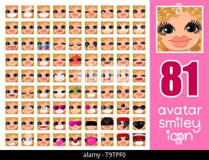 Vector SET-81 Médias sociaux avatars girl Illustration de Vecteur