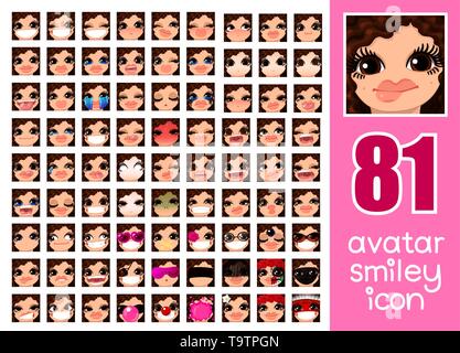 Vector SET-81 Médias sociaux avatars girl Illustration de Vecteur