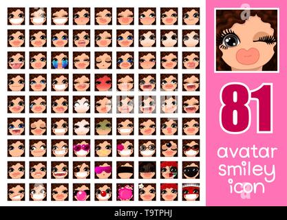 Vector SET-81 Médias sociaux avatars girl Illustration de Vecteur