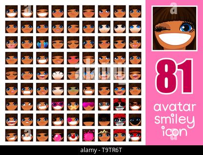 Vector SET-81 Médias sociaux avatars girl Illustration de Vecteur