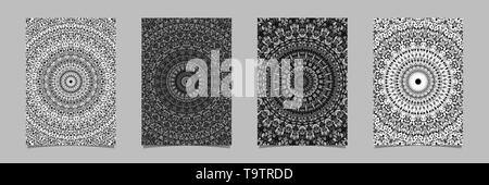 Abstrait gris orné de pétales mandala circulaire arrière-plan modèle set Illustration de Vecteur