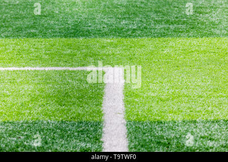 Close up de terrain de football avec la ligne et de l'herbe , Sport et concept de jeu Banque D'Images