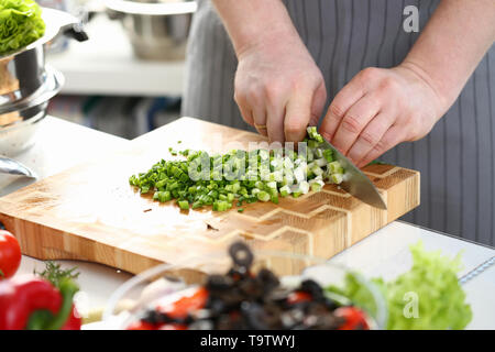 Salade asiatique hacher des ingrédients Oignon vert Banque D'Images