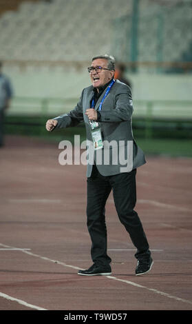 Téhéran, Iran. 20 mai, 2019. Persepolis' entraîneur Branko Ivankovic réagit au cours de l'AFC Champions League GROUPE D match de football entre l'Iran Persepolis et le Qatar's Al Sadd au Stade Azadi de Téhéran, Iran, 20 mai 2019. Persepolis a gagné 2-0. Credit : Ahmad Halabisaz/Xinhua/Alamy Live News Banque D'Images