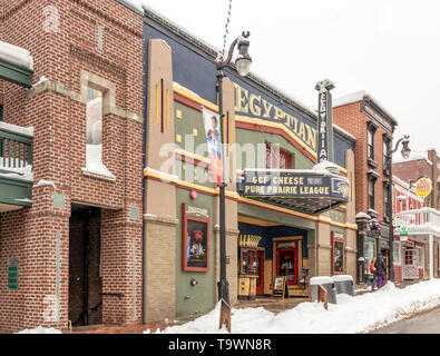 Park City, Utah, USA - 3 mars 2019. L'Egyptian Theatre en hiver, accueil de la Sundance Film Festival, Stree, Park City, UT. Banque D'Images