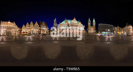 Vue panoramique à 360° de Vie nocturne de Brême, Allemagne