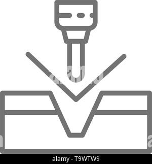 Metal pliage, cnc machine hydraulique presse l'icône de la ligne. Illustration de Vecteur