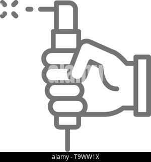 La main avec un chalumeau soudeur, l'icône de la ligne d'outils. Illustration de Vecteur