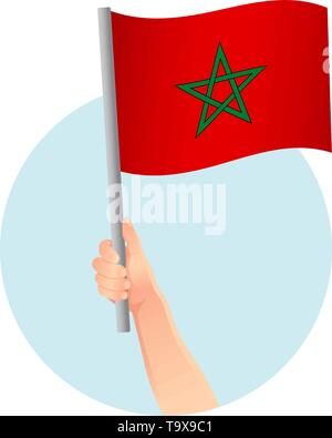 Maroc drapeau dans la main. Contexte patriotique. Drapeau national du Maroc vector illustration Illustration de Vecteur