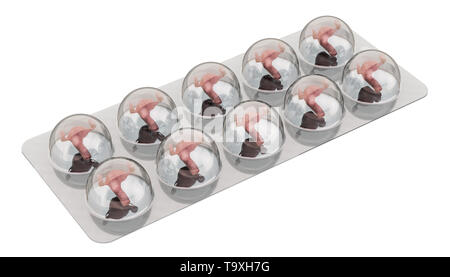 Les médicaments pour la maladie de l'utérus, concept. Le rendu 3D isolé sur fond blanc Banque D'Images