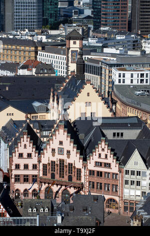 Le Ršmer, à l'hôtel de ville de Frankfurt am Main, emblème de la ville, s'gable faade Banque D'Images