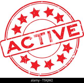 Grunge active rouge avec l'icône word star tour joint en caoutchouc stamp sur fond blanc Illustration de Vecteur