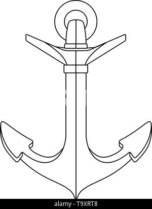 Contour blanc noir vecteur icône mer vintage Anchor Illustration de Vecteur