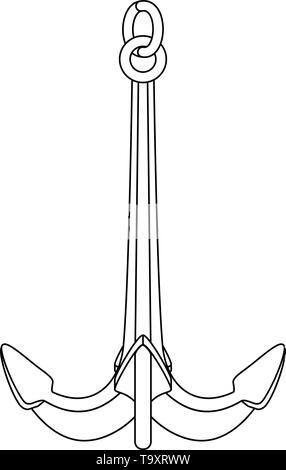 Contour blanc noir vecteur icône mer vintage Anchor Illustration de Vecteur