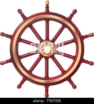 Bateau navire vecteur volant, roue de gouvernail. Symbole de l'océan, la mer Illustration de Vecteur