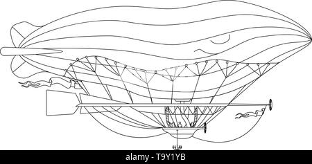 Dirigeable zeppelin, vecteur, dirigeable retro clip art Illustration de Vecteur