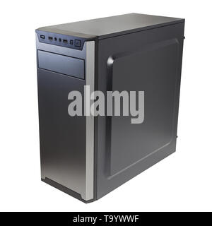 Les moins chers dans les simples miditower noir boîtier pc isolé sur fond blanc. Banque D'Images