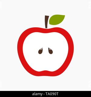 La moitié de pomme rouge, les graines à l'intérieur. Vector illustration Illustration de Vecteur