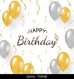 Joyeux anniversaire design avec des ballons, des confettis. Illustration de Vecteur