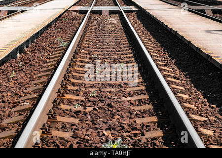 Rails et traverses de chemin de fer.road,concept, close-up Banque D'Images