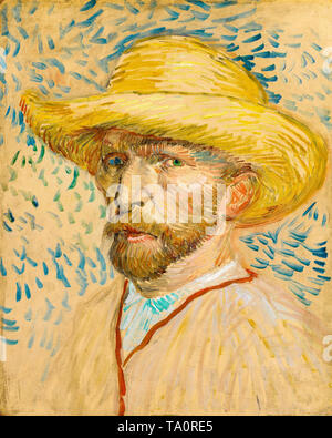 Vincent van Gogh, Autoportrait avec chapeau de paille, peinture à l'huile sur toile, 1887 Banque D'Images